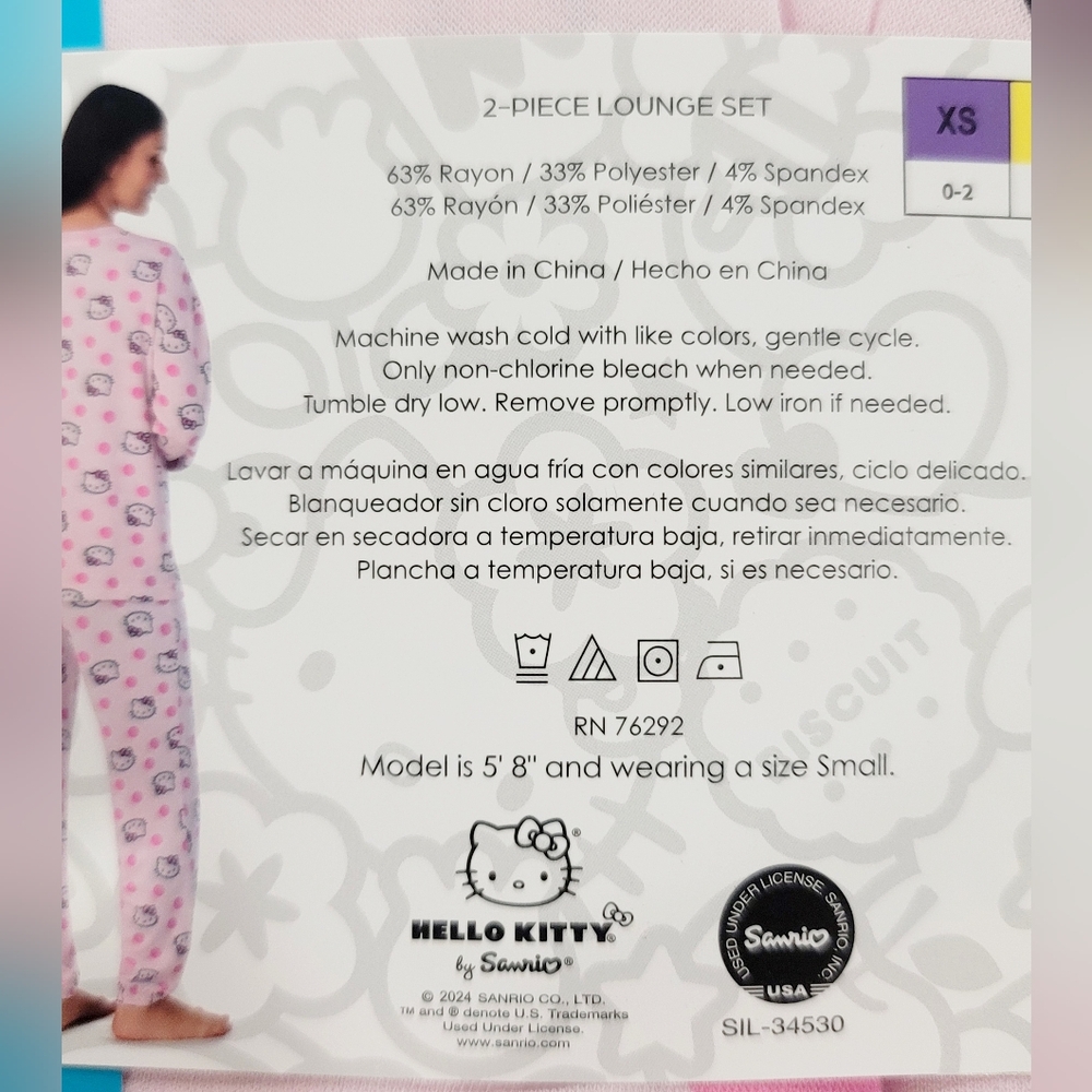 Hello Kitty Sanrio Womens 2pc Pink Knit Lounge PJ Set Long Sleeve Top Jogger - Picture 14 of 16